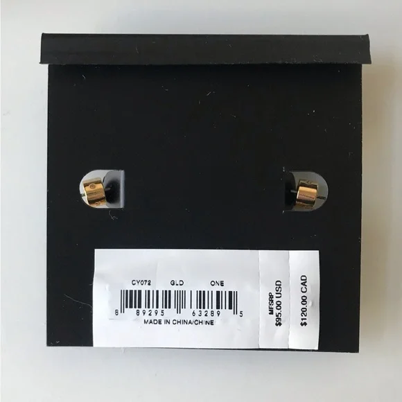 Coach Large Stitched Chain Link Gold Earrings, NWT - Picture 8 of 16